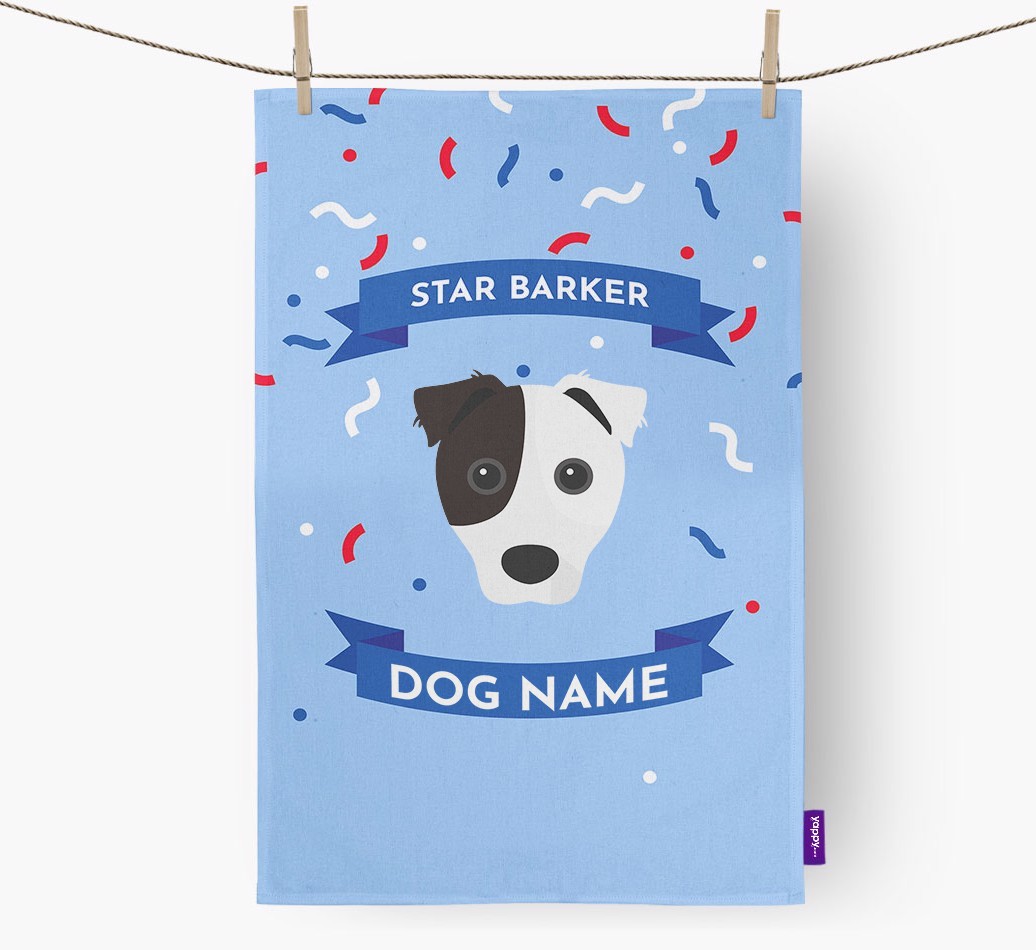 Personalised 'Star Barker' Tea Towel with {breedFullName} Icon