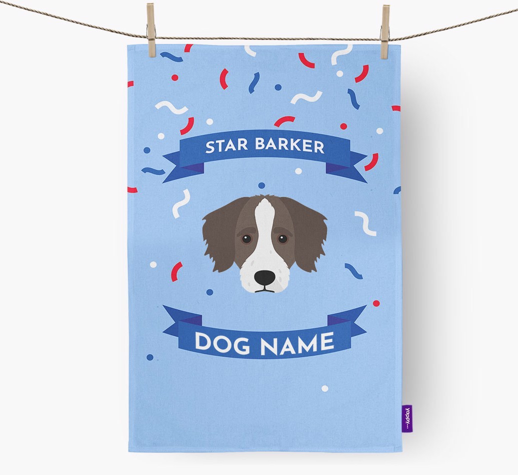 Personalised 'Star Barker' Tea Towel with {breedFullName} Icon
