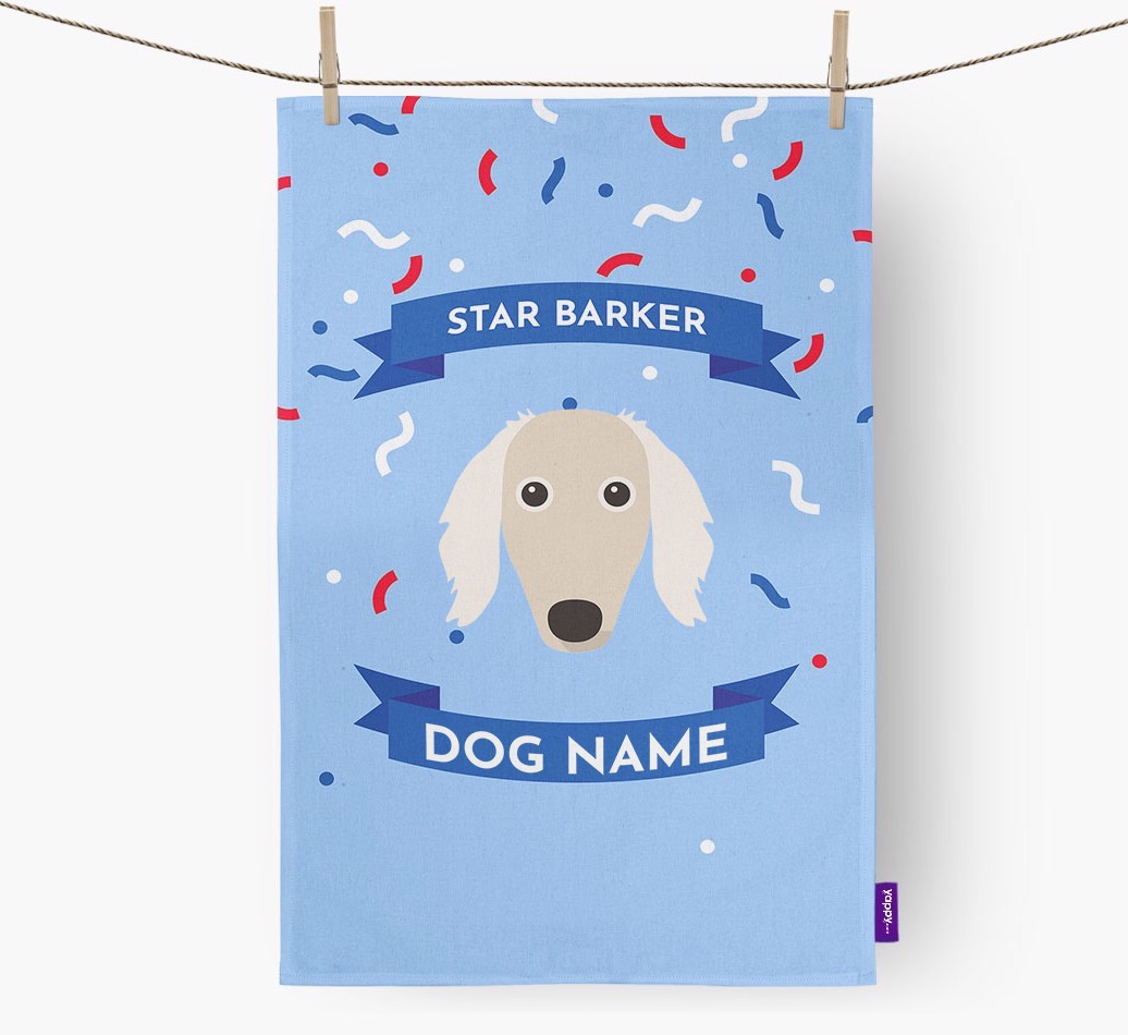 Personalised 'Star Barker' Tea Towel with {breedFullName} Icon