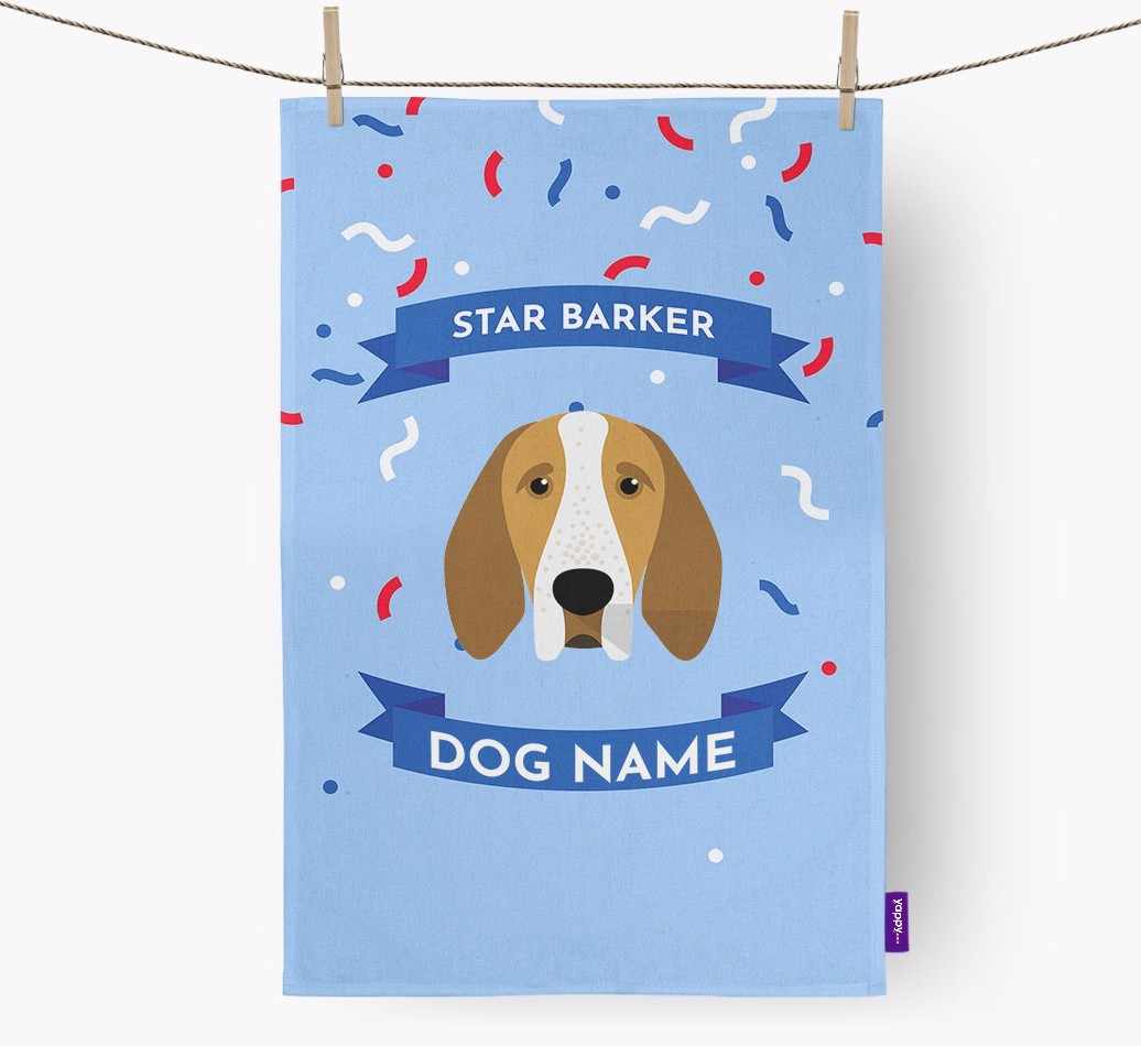 Personalised 'Star Barker' Tea Towel with {breedFullName} Icon