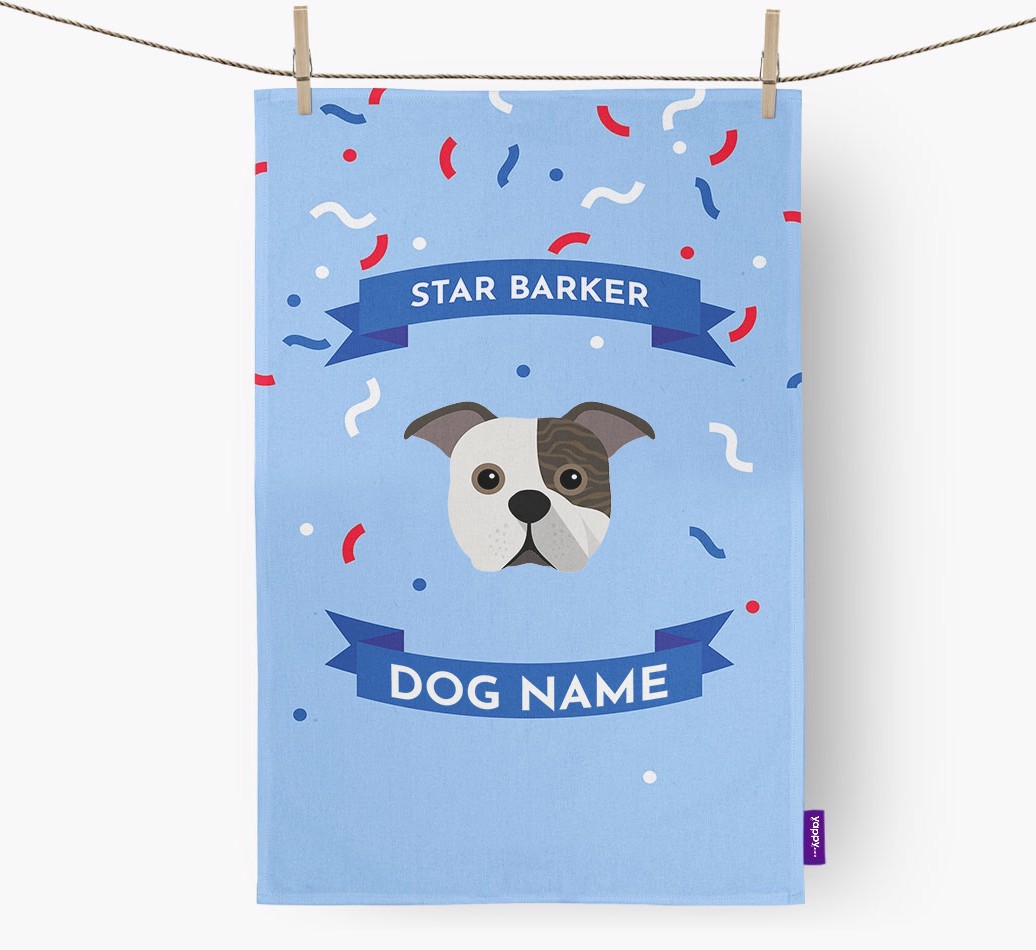 Personalised 'Star Barker' Tea Towel with {breedFullName} Icon
