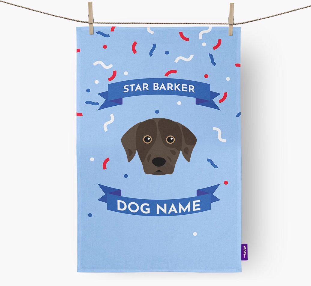 Personalised 'Star Barker' Tea Towel with {breedFullName} Icon
