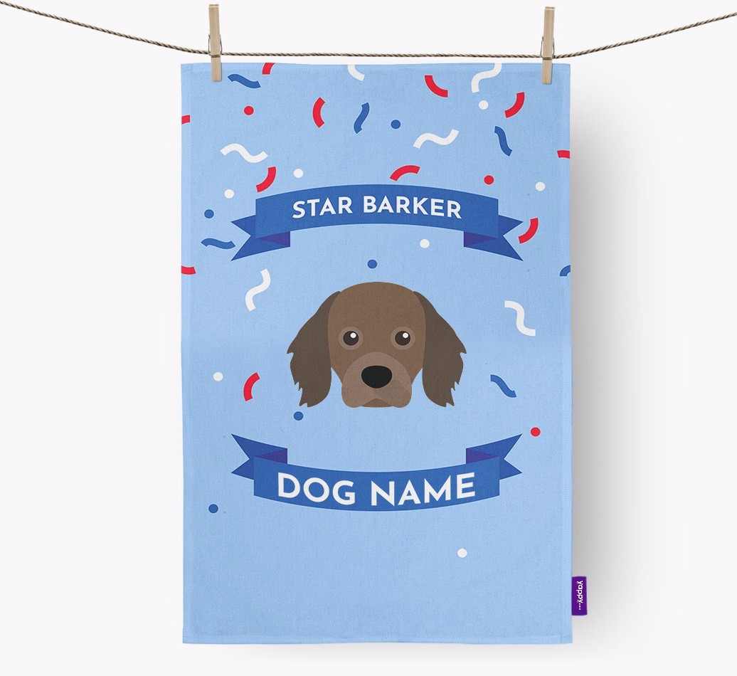 Personalised 'Star Barker' Tea Towel with {breedFullName} Icon