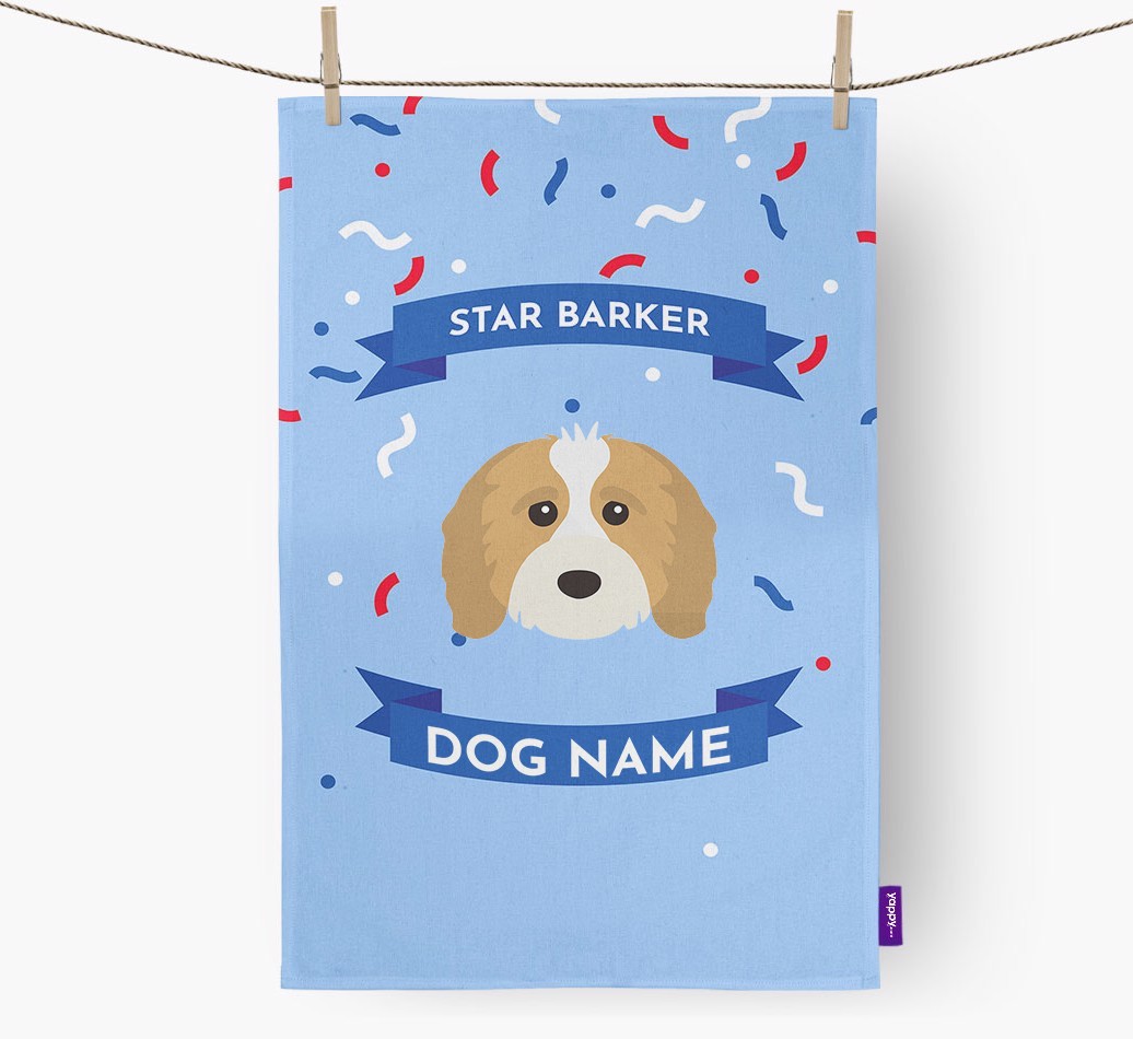 Personalised 'Star Barker' Tea Towel with {breedFullName} Icon