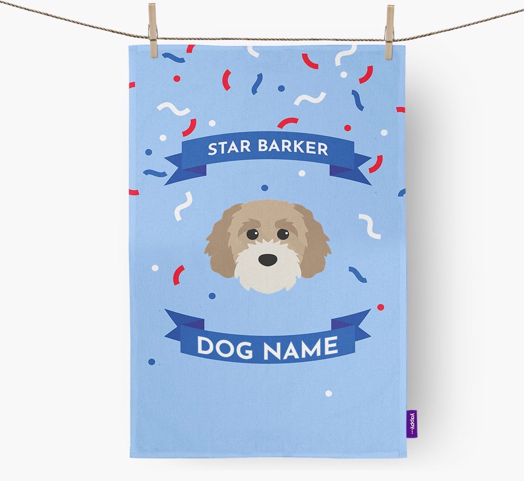 Personalised 'Star Barker' Tea Towel with {breedFullName} Icon