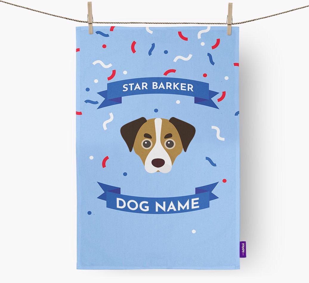 Personalised 'Star Barker' Tea Towel with {breedFullName} Icon