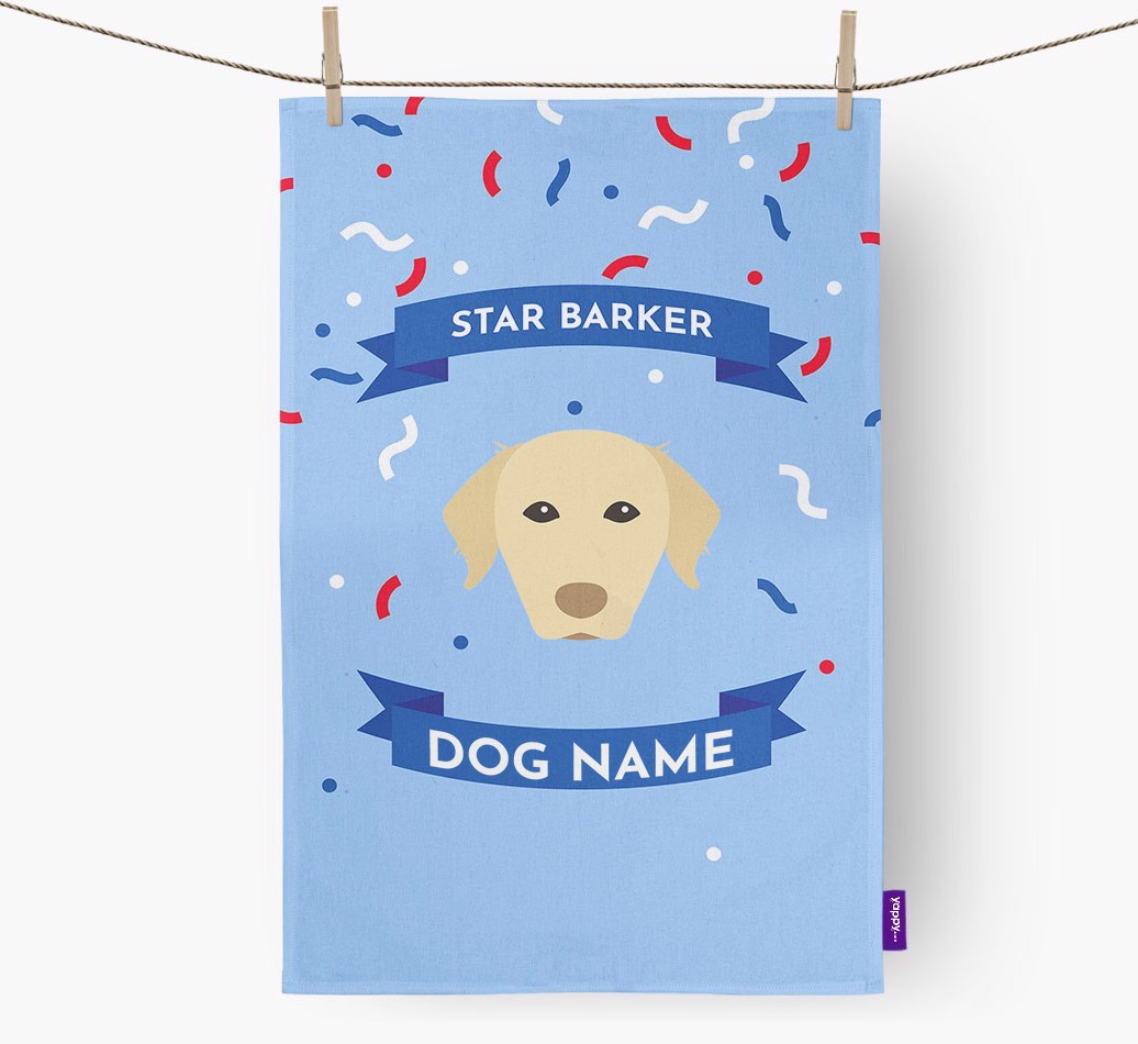 Personalised 'Star Barker' Tea Towel with {breedFullName} Icon