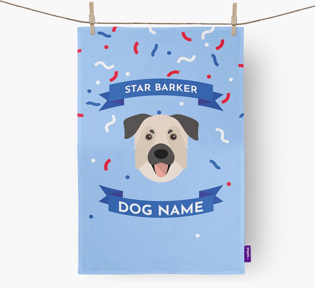Personalised 'Star Barker' Tea Towel with {breedFullName} Icon