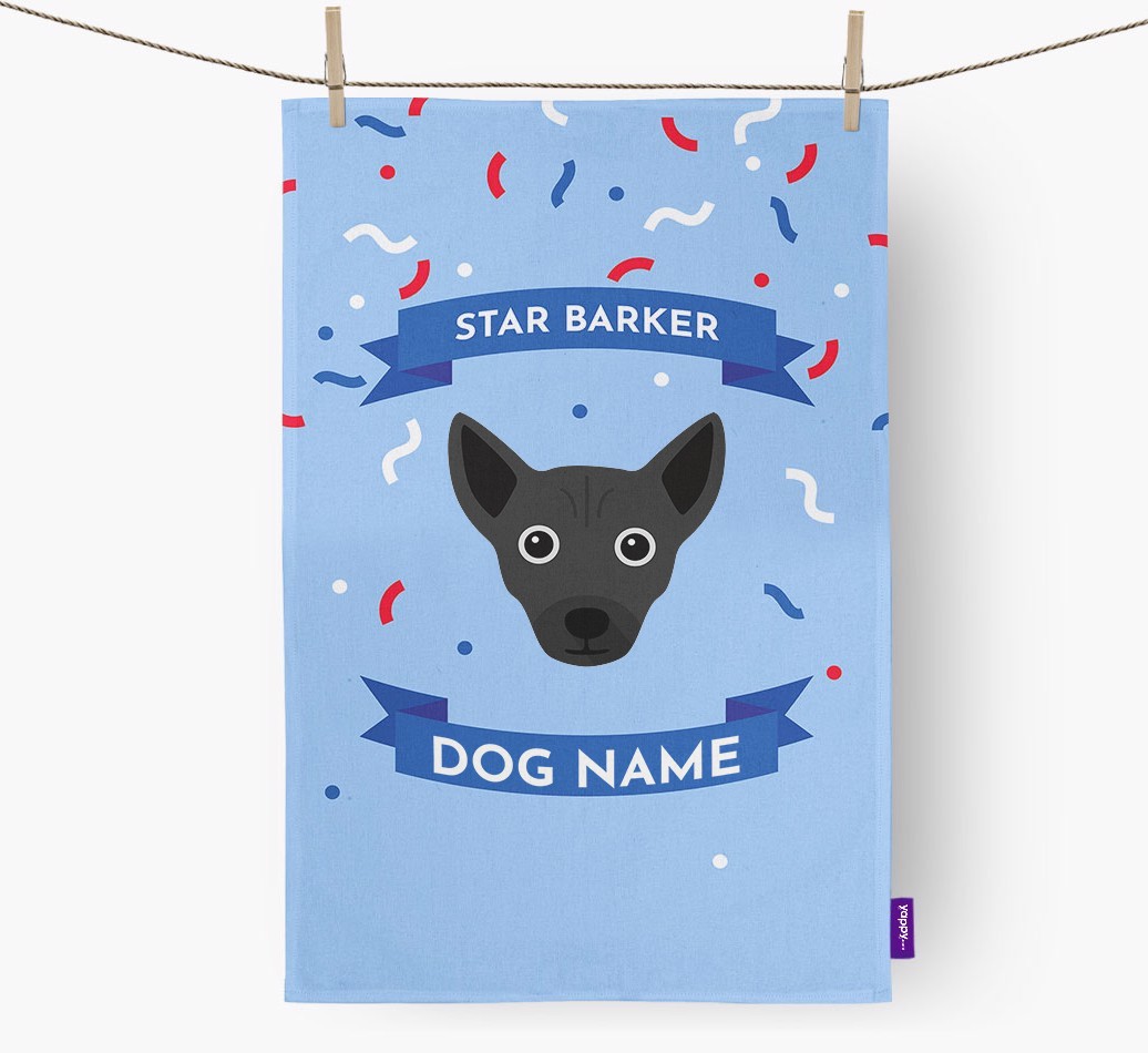 Personalised 'Star Barker' Tea Towel with {breedFullName} Icon