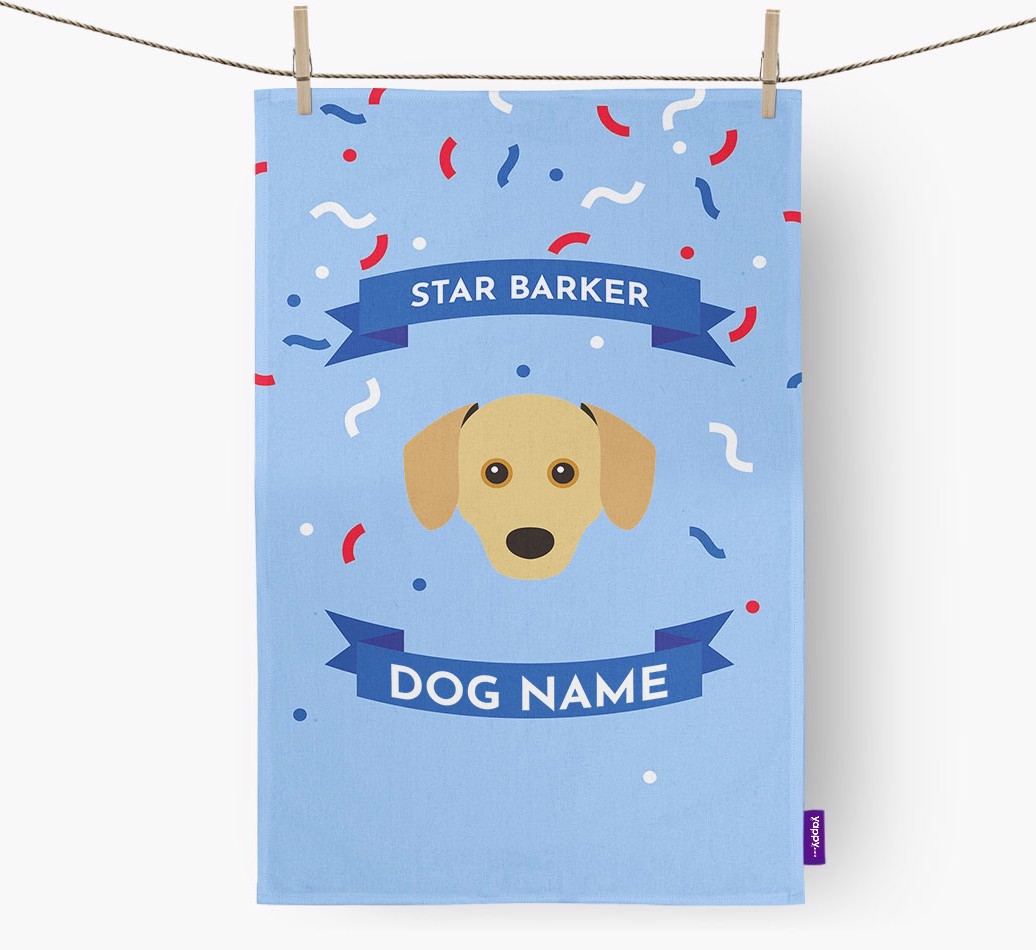 Personalised 'Star Barker' Tea Towel with {breedFullName} Icon