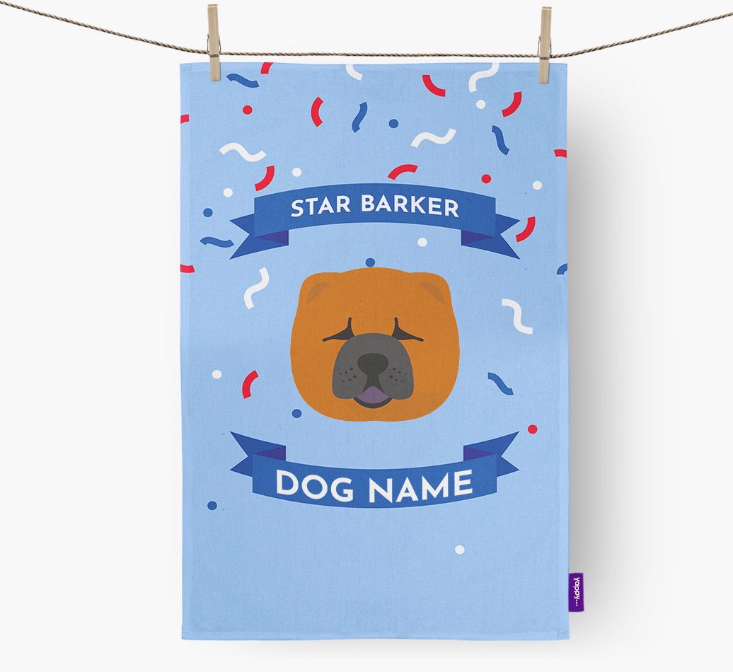Personalised 'Star Barker' Tea Towel with {breedFullName} Icon