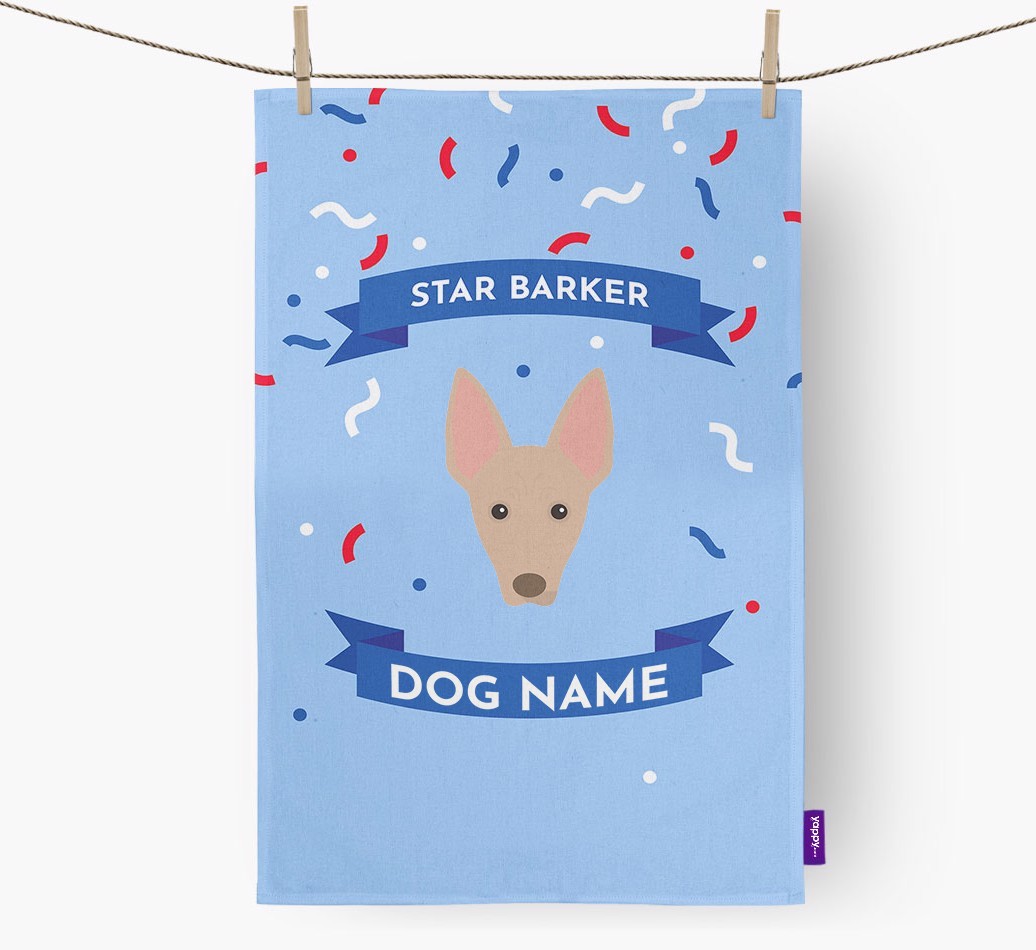 Personalised 'Star Barker' Tea Towel with {breedFullName} Icon