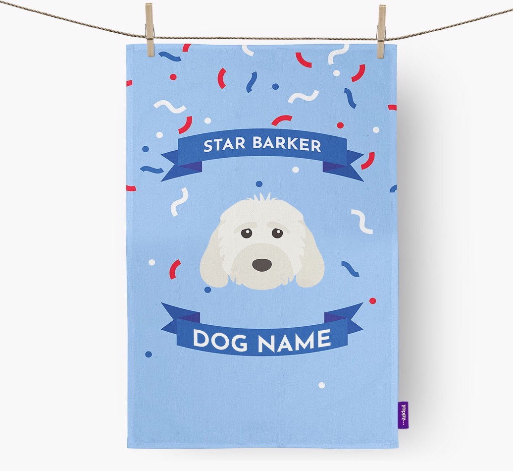 Personalised 'Star Barker' Tea Towel with {breedFullName} Icon