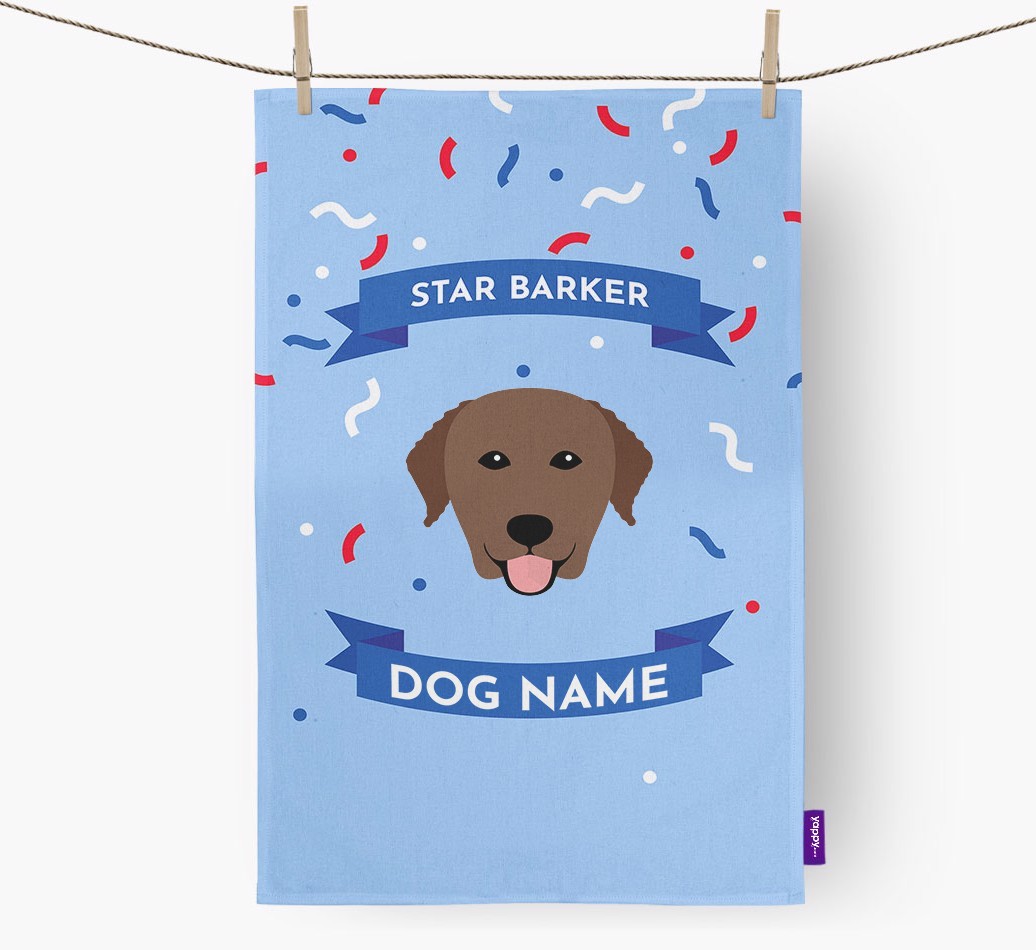 Personalised 'Star Barker' Tea Towel with {breedFullName} Icon