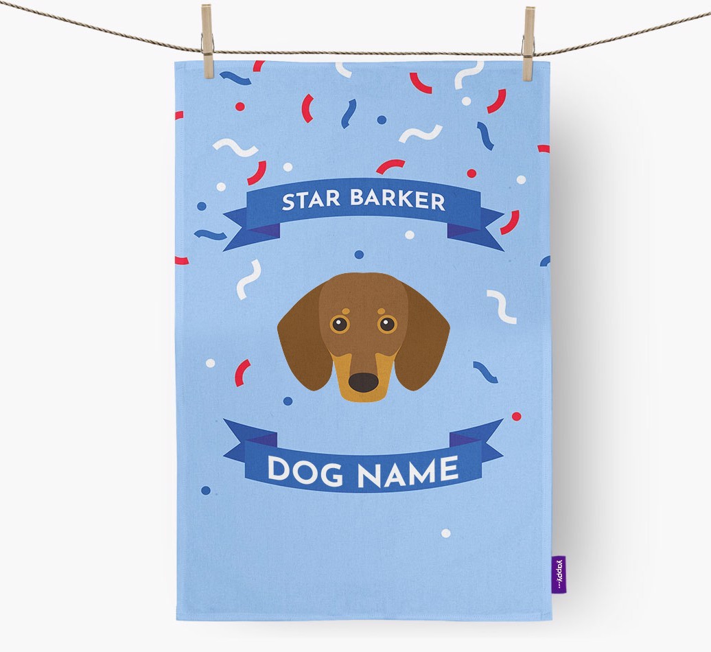Personalised 'Star Barker' Tea Towel with {breedFullName} Icon