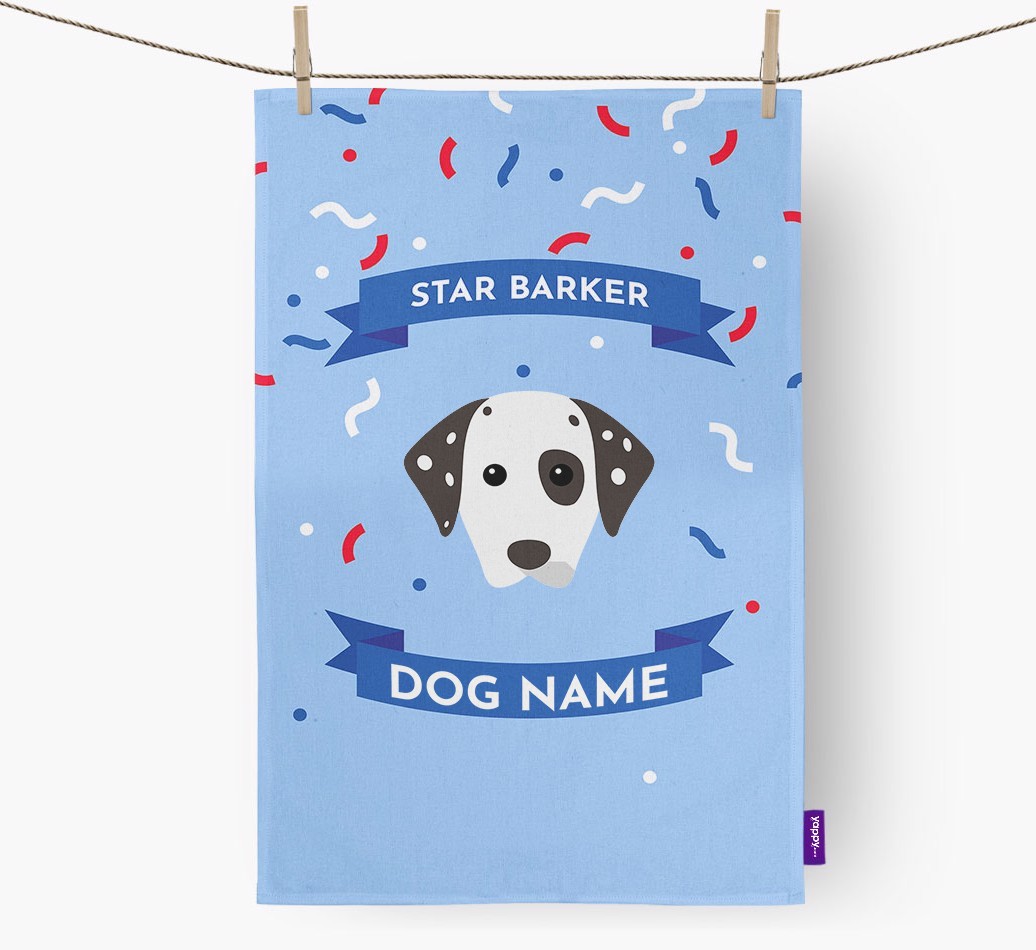 Personalised 'Star Barker' Tea Towel with {breedFullName} Icon