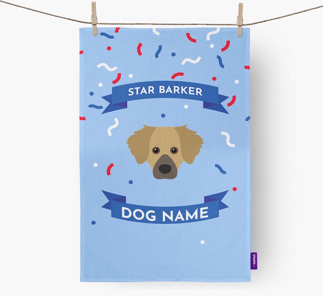 Personalised 'Star Barker' Tea Towel with {breedFullName} Icon