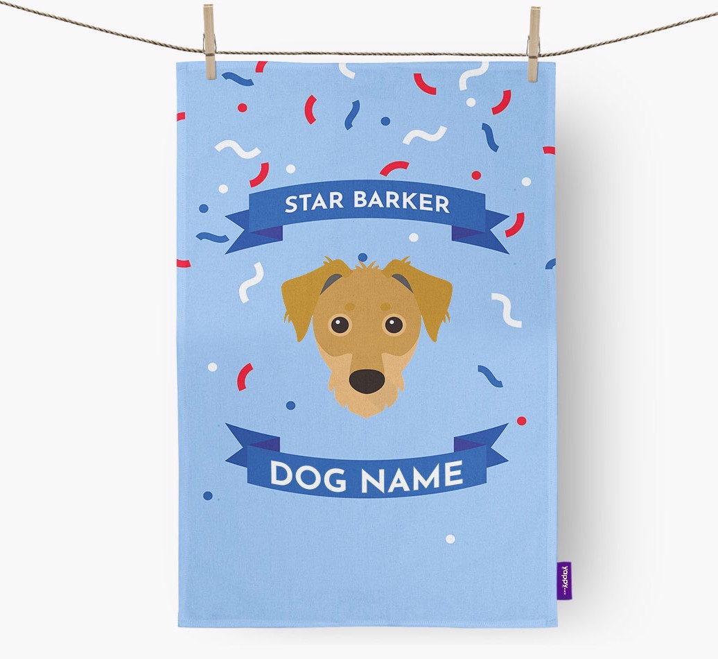 Personalised 'Star Barker' Tea Towel with {breedFullName} Icon