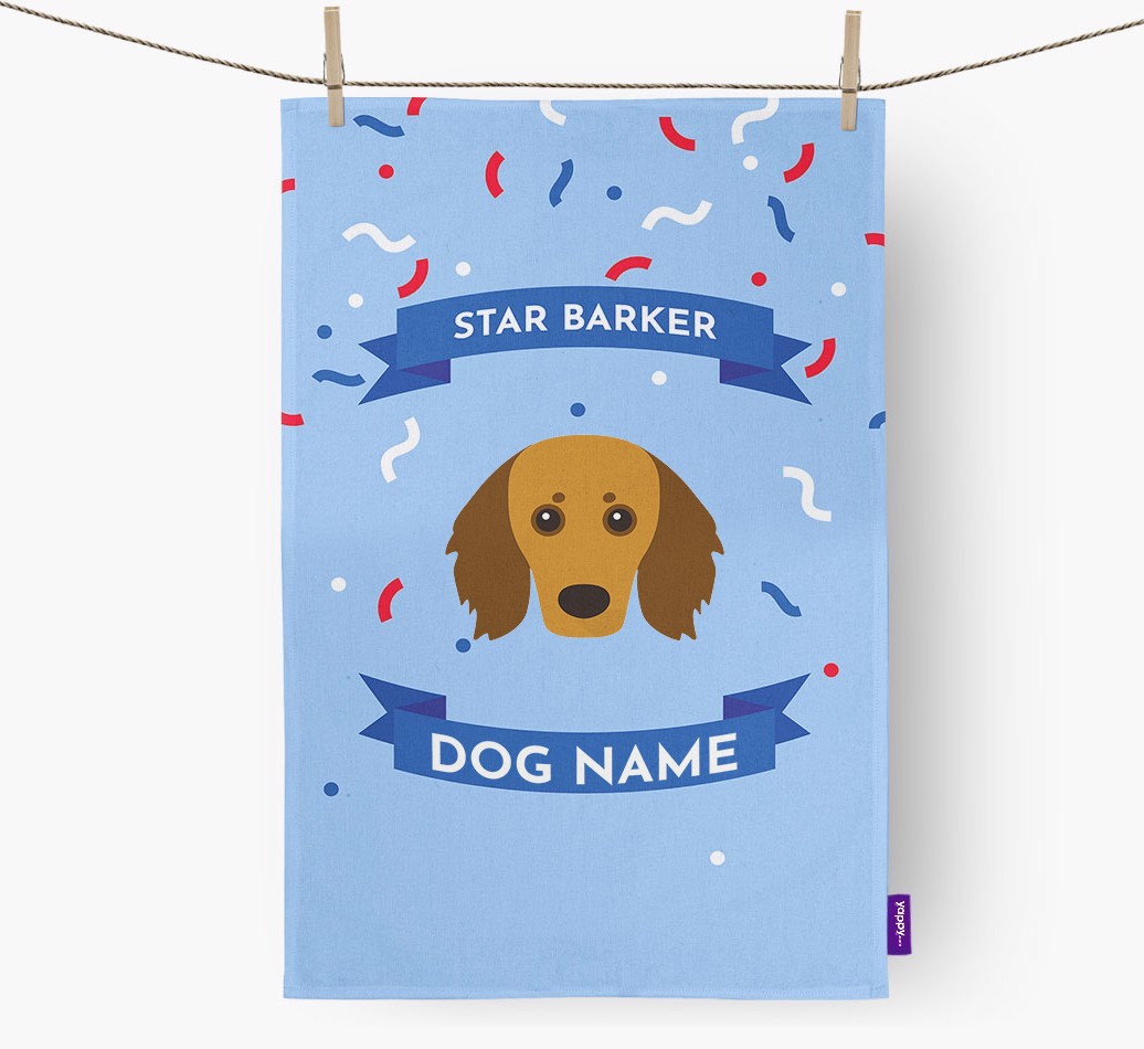 Personalised 'Star Barker' Tea Towel with {breedFullName} Icon