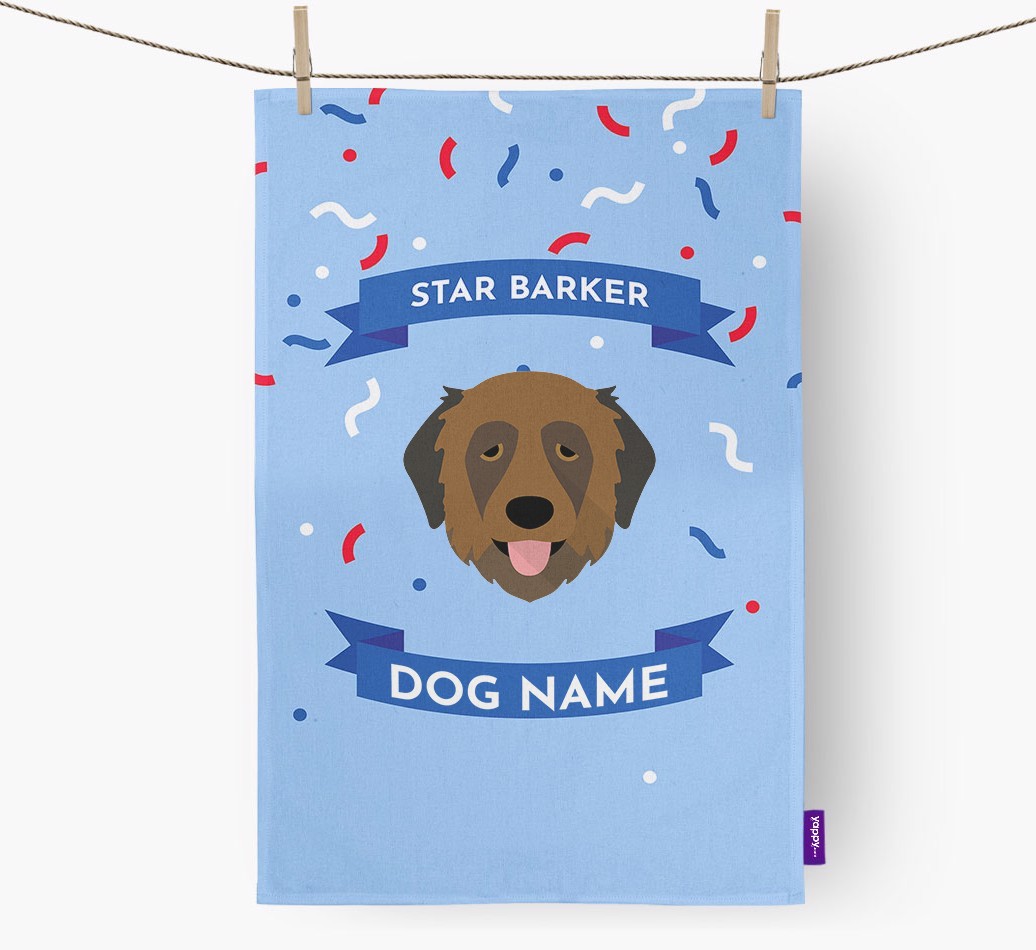 Personalised 'Star Barker' Tea Towel with {breedFullName} Icon