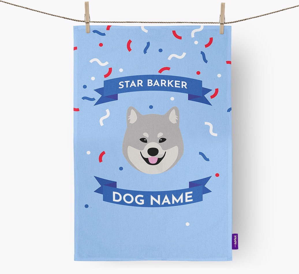 Personalised 'Star Barker' Tea Towel with {breedFullName} Icon