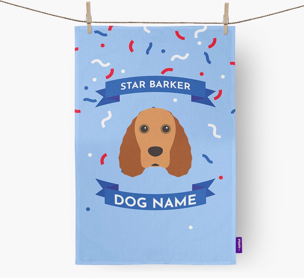 Personalised 'Star Barker' Tea Towel with {breedFullName} Icon