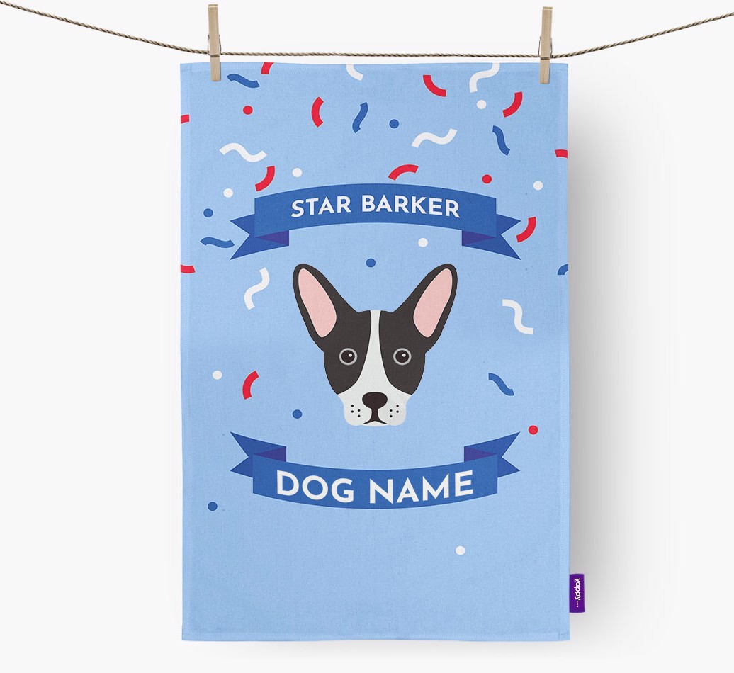 Personalised 'Star Barker' Tea Towel with {breedFullName} Icon