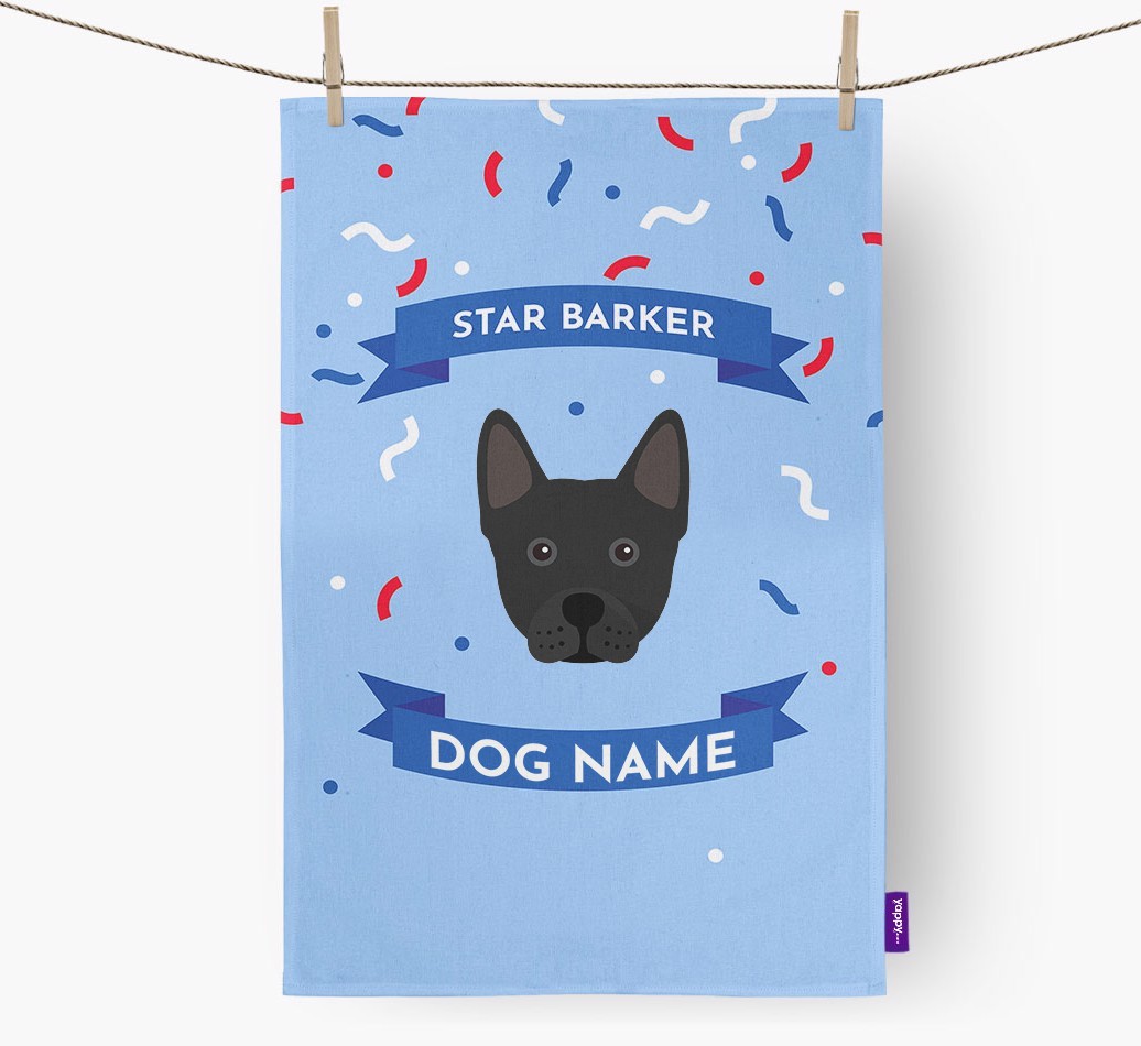 Personalised 'Star Barker' Tea Towel with {breedFullName} Icon