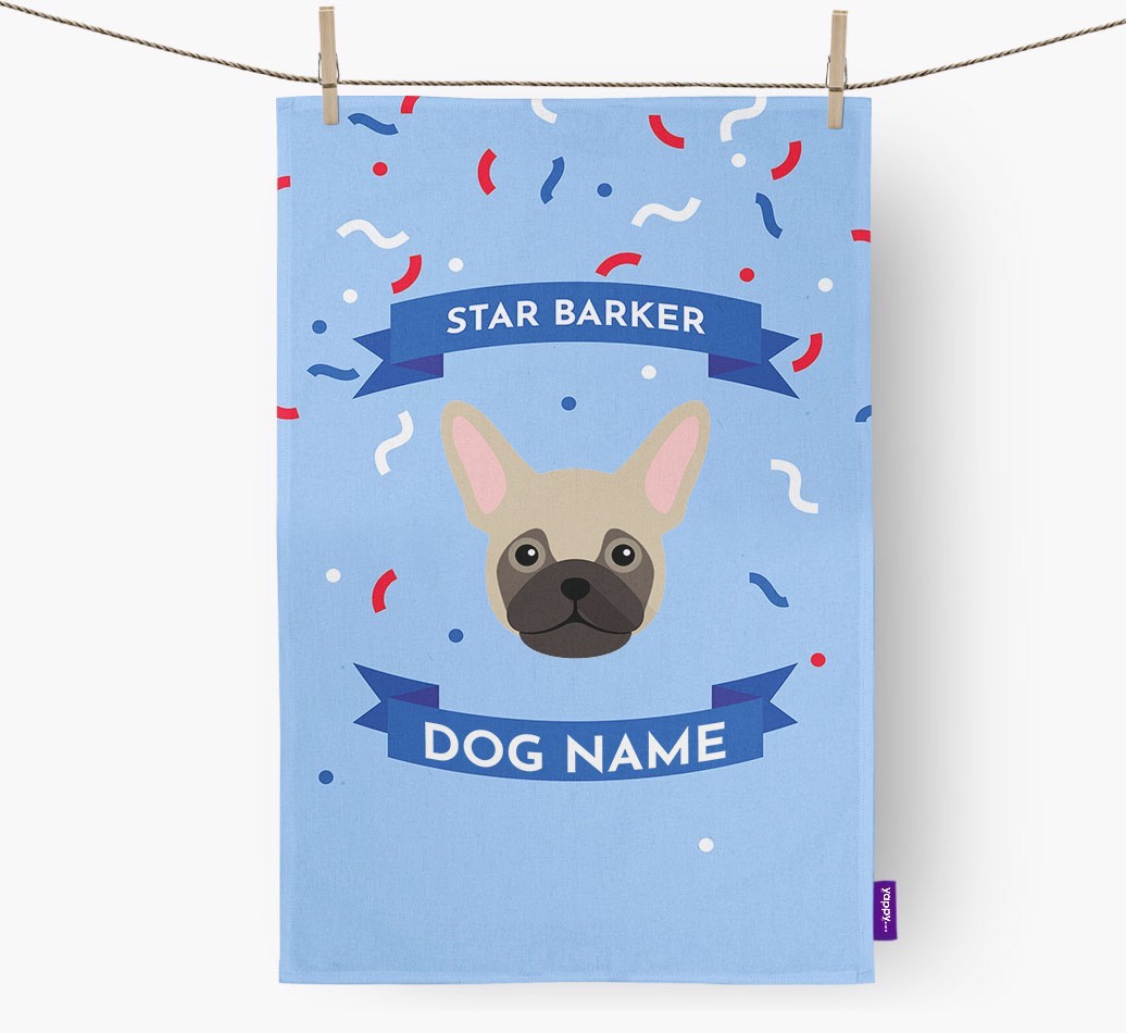 Personalised 'Star Barker' Tea Towel with {breedFullName} Icon