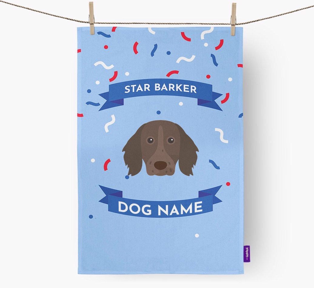 Personalised 'Star Barker' Tea Towel with {breedFullName} Icon