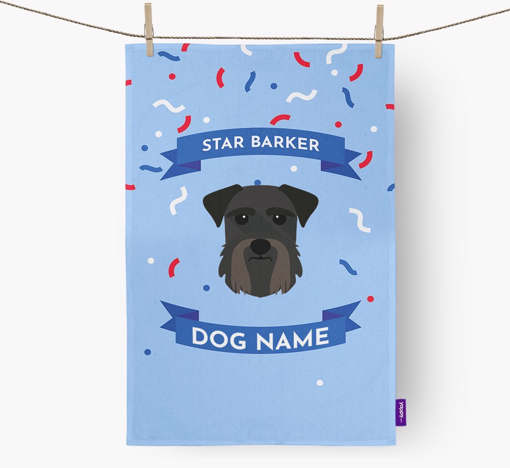 Personalised 'Star Barker' Tea Towel with {breedFullName} Icon
