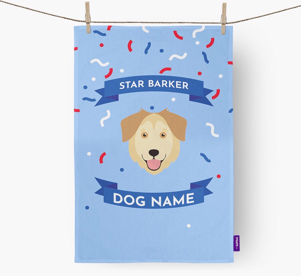 Personalised 'Star Barker' Tea Towel with {breedFullName} Icon