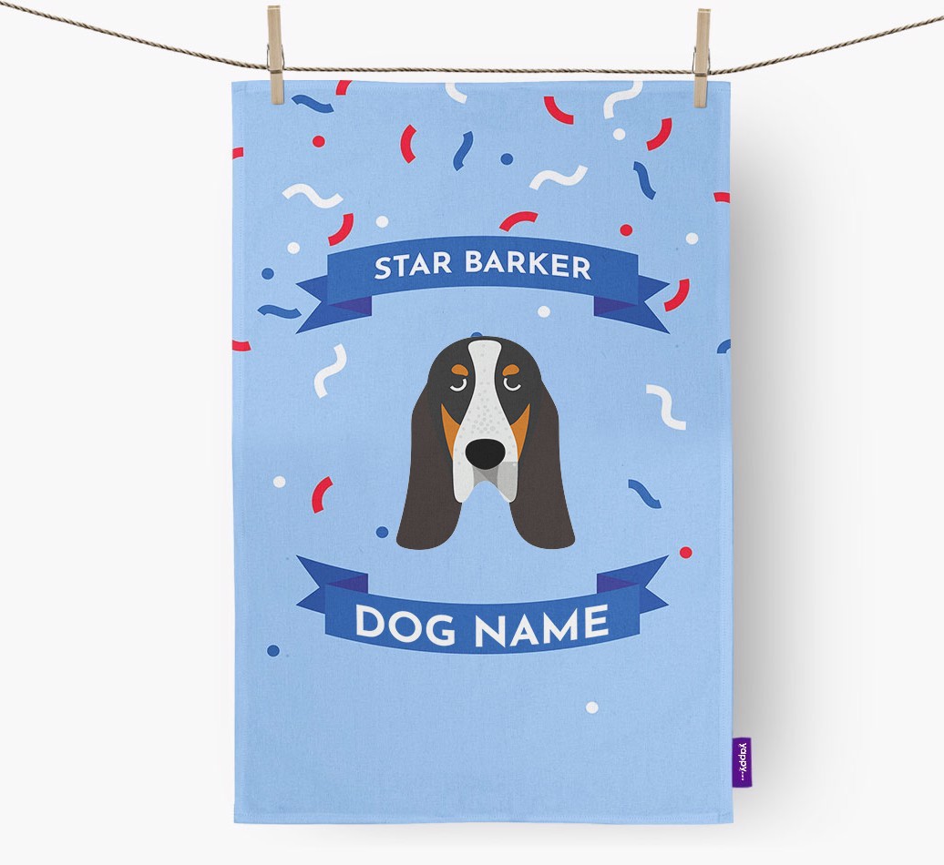 Personalised 'Star Barker' Tea Towel with {breedFullName} Icon