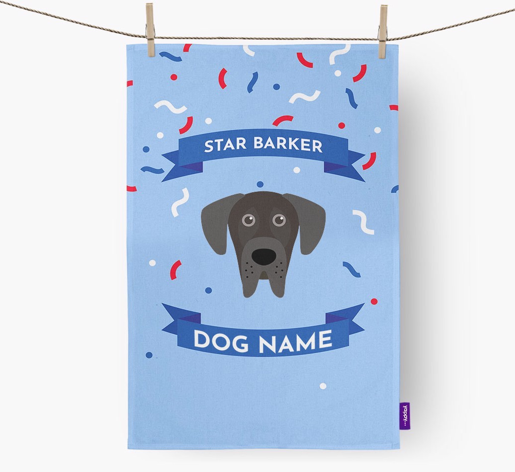Personalised 'Star Barker' Tea Towel with {breedFullName} Icon