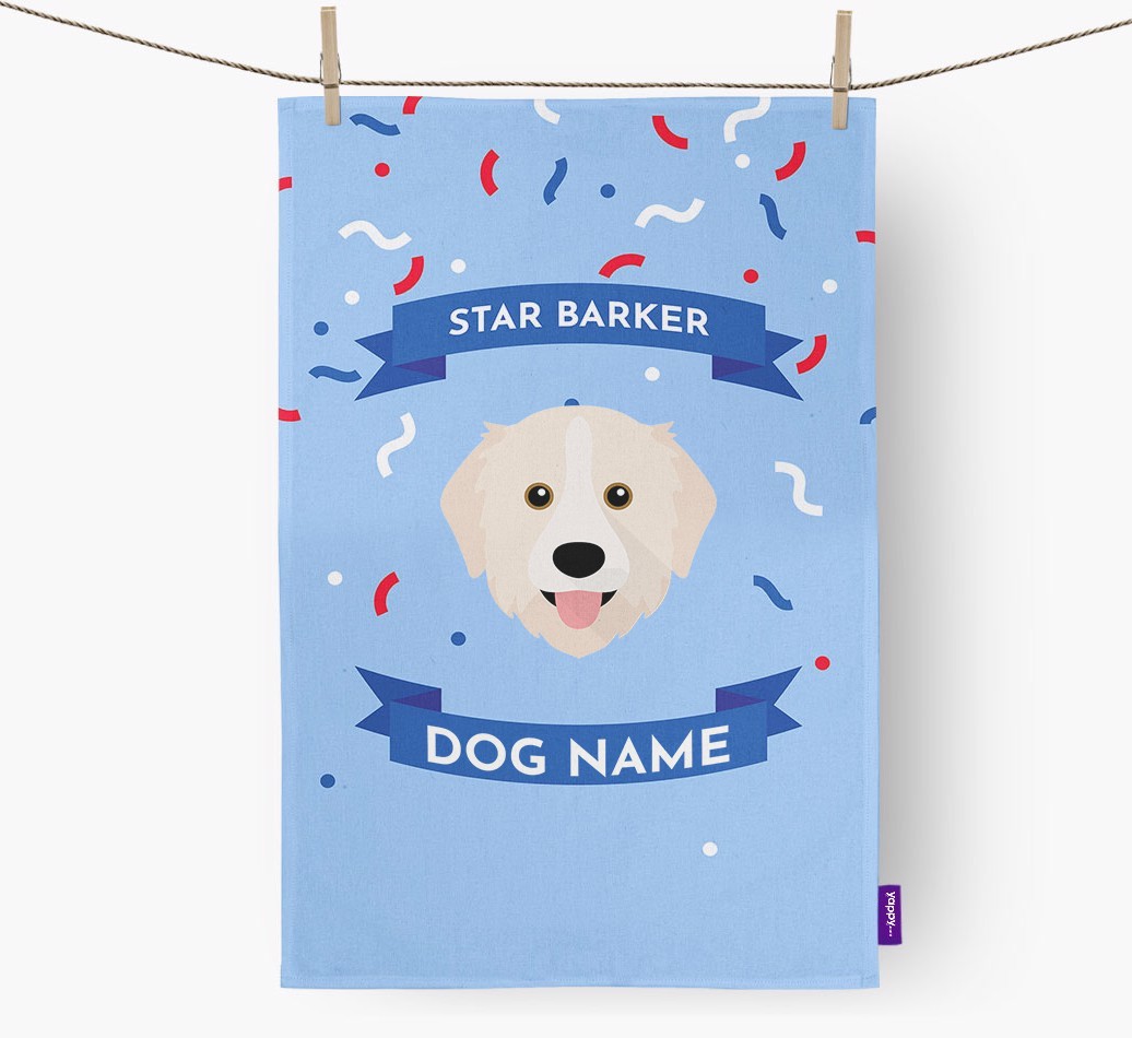 Personalised 'Star Barker' Tea Towel with {breedFullName} Icon
