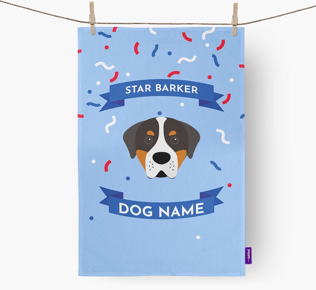 Personalised 'Star Barker' Tea Towel with {breedFullName} Icon