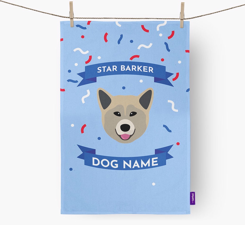 Personalised 'Star Barker' Tea Towel with {breedFullName} Icon