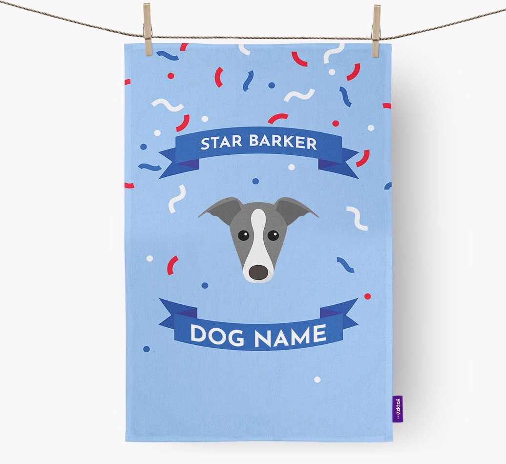 Personalised 'Star Barker' Tea Towel with {breedFullName} Icon