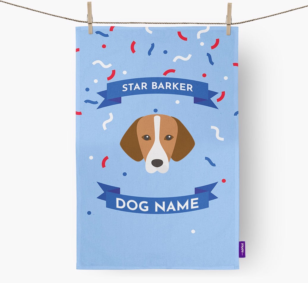 Personalised 'Star Barker' Tea Towel with {breedFullName} Icon