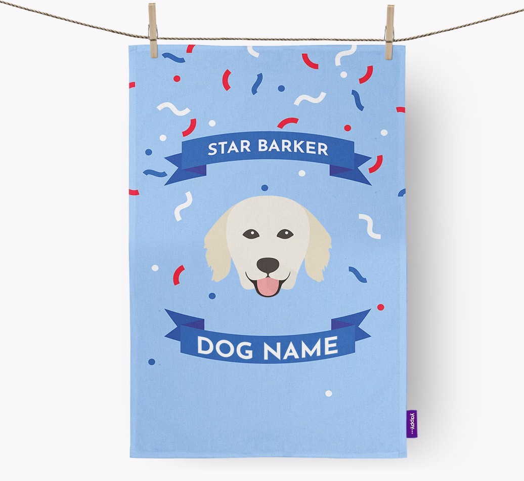 Personalised 'Star Barker' Tea Towel with {breedFullName} Icon