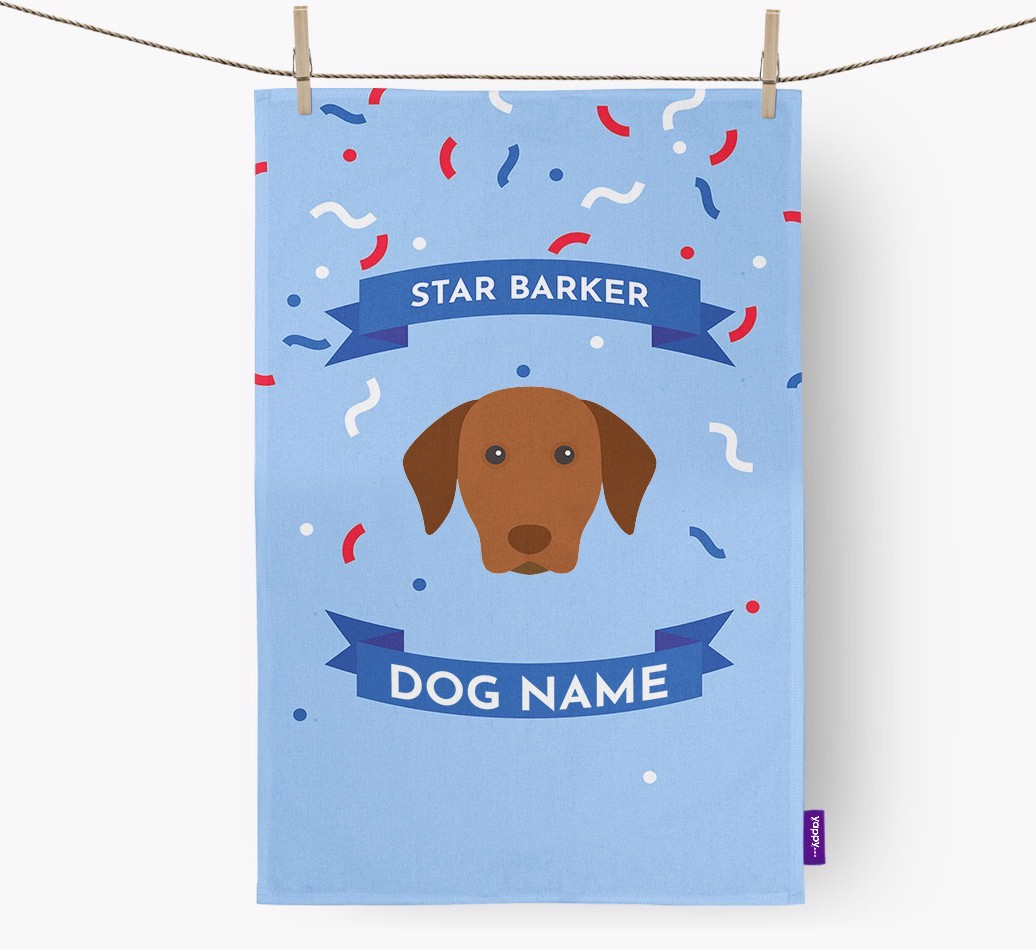 Personalised 'Star Barker' Tea Towel with {breedFullName} Icon