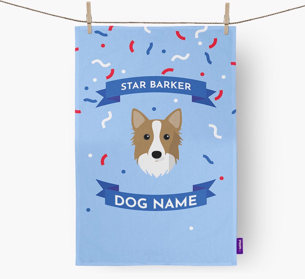 Personalised 'Star Barker' Tea Towel with {breedFullName} Icon