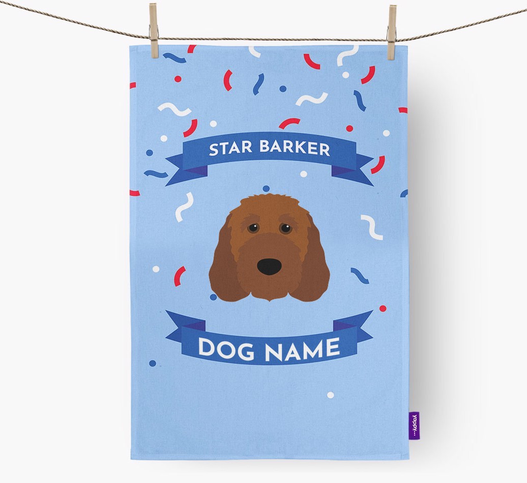 Personalised 'Star Barker' Tea Towel with {breedFullName} Icon