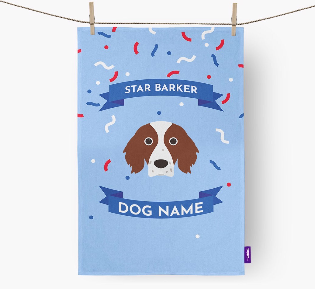 Personalised 'Star Barker' Tea Towel with {breedFullName} Icon