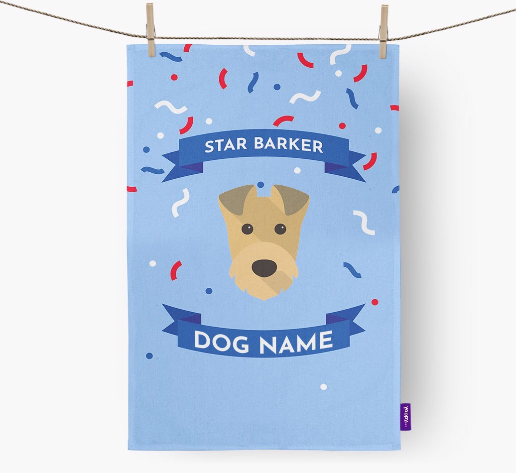 Personalised 'Star Barker' Tea Towel with {breedFullName} Icon