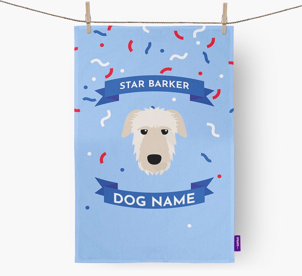 Personalised 'Star Barker' Tea Towel with {breedFullName} Icon