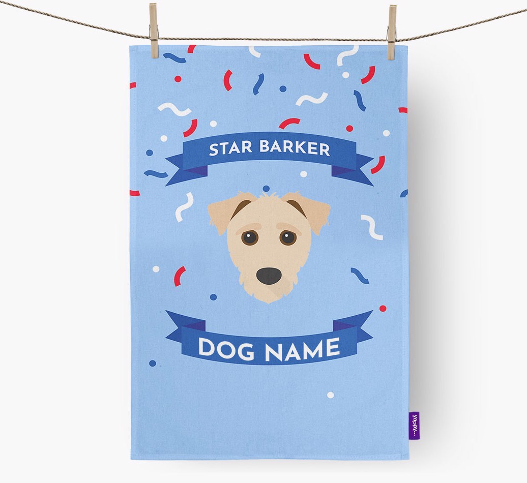 Personalised 'Star Barker' Tea Towel with {breedFullName} Icon