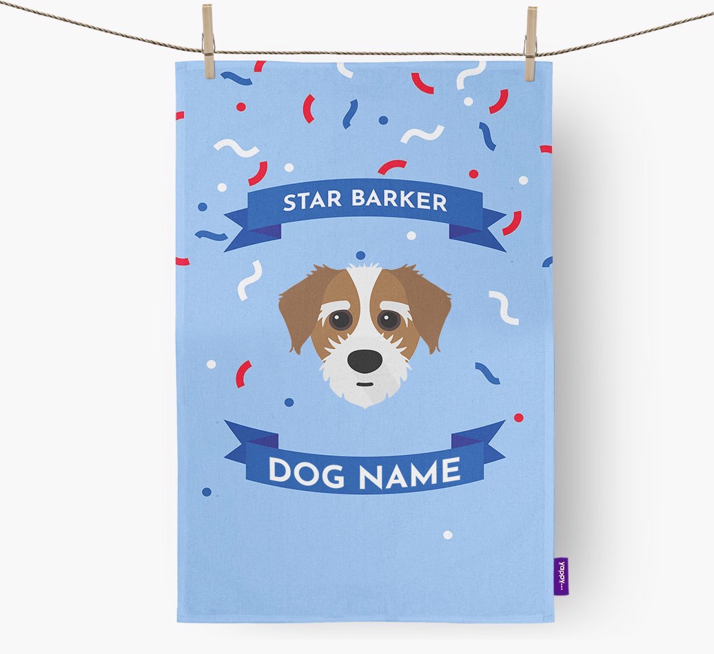 Personalised 'Star Barker' Tea Towel with {breedFullName} Icon