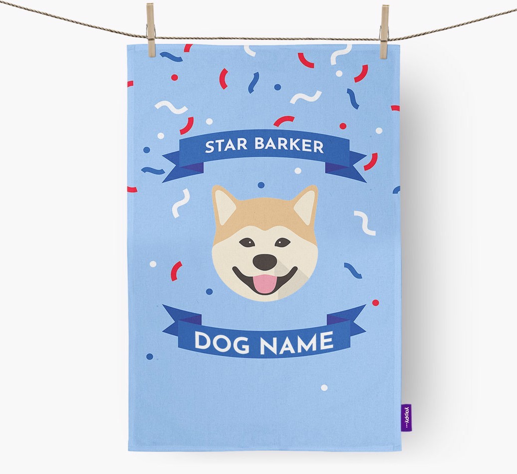 Personalised 'Star Barker' Tea Towel with {breedFullName} Icon