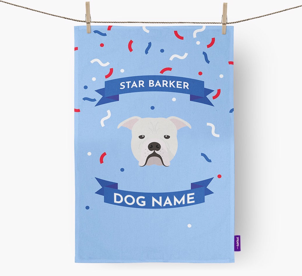 Personalised 'Star Barker' Tea Towel with {breedFullName} Icon